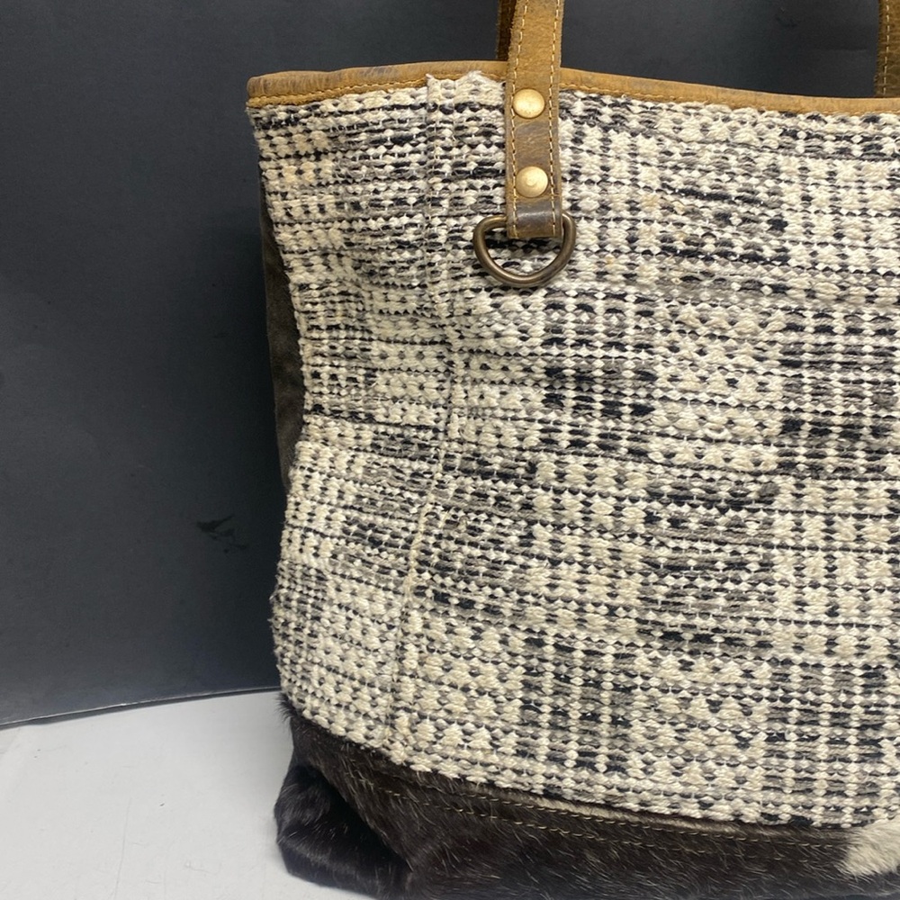 Myra Bag Canvas Fur Tote Purse View 2